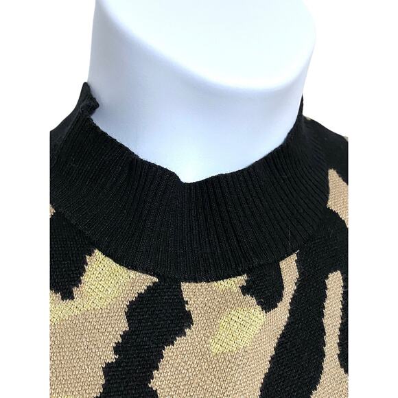 Planet Gold Plus Glitter Leopard Print Sweater Dress 2X Mob Wife Neutral Animal - Picture 3 of 6